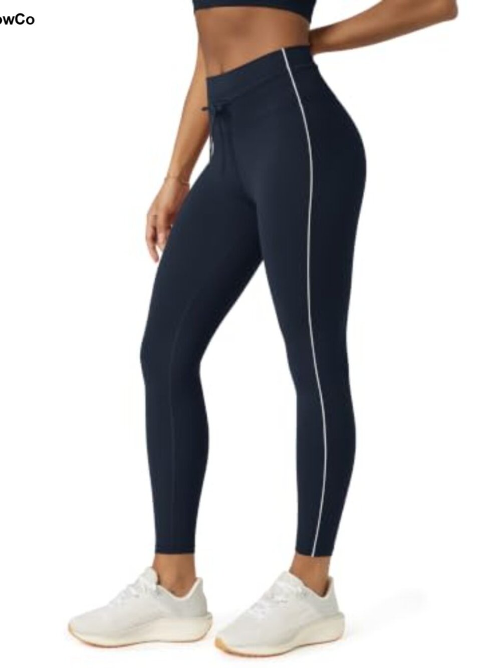 High Waist Drawstring Leggings 25" Yoga Workout Pants 7/8 Ankle